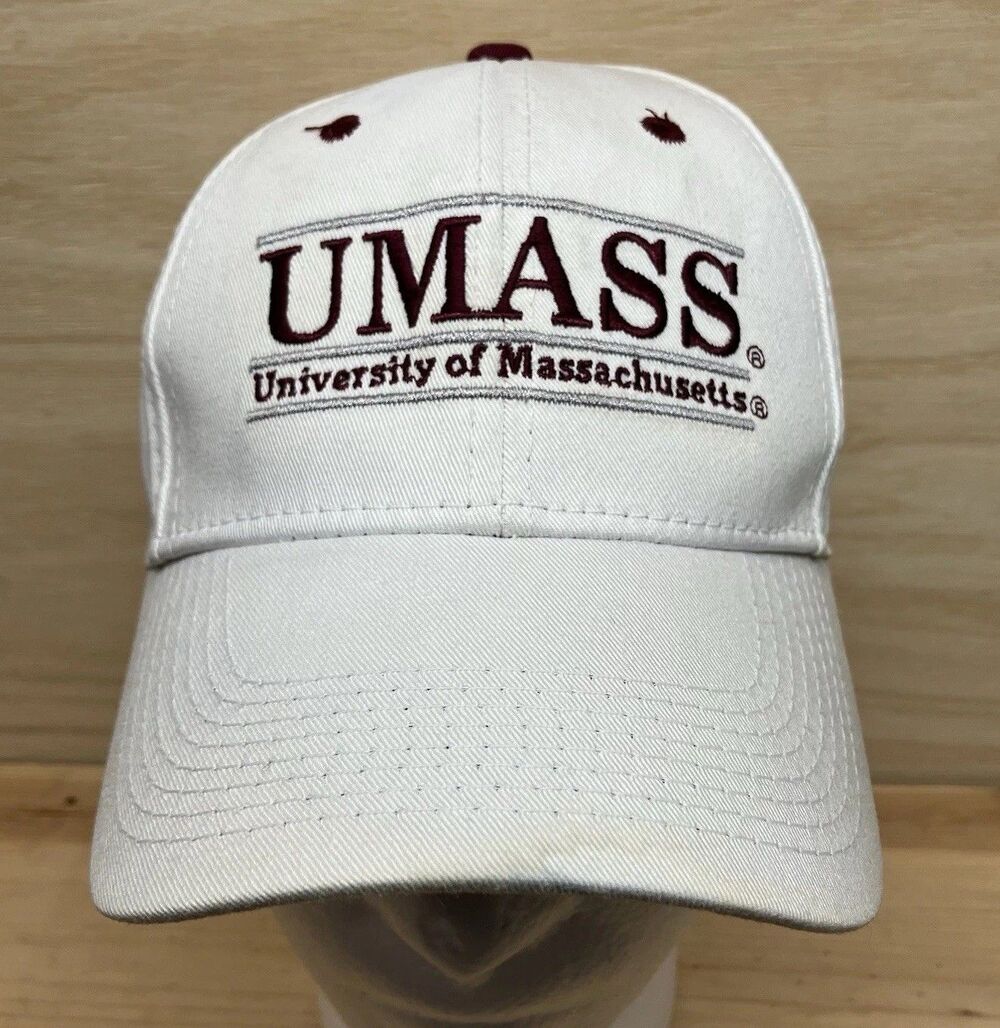 UMass Minutemen Snapback Hat Cap The Game Split Bar White Maroon 90s Adjustable
